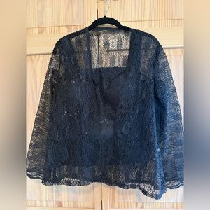 Elegant Black Lace Women's 2 piece Top